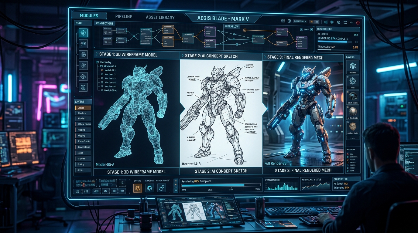 Aegis Blade Mecha Concept Design